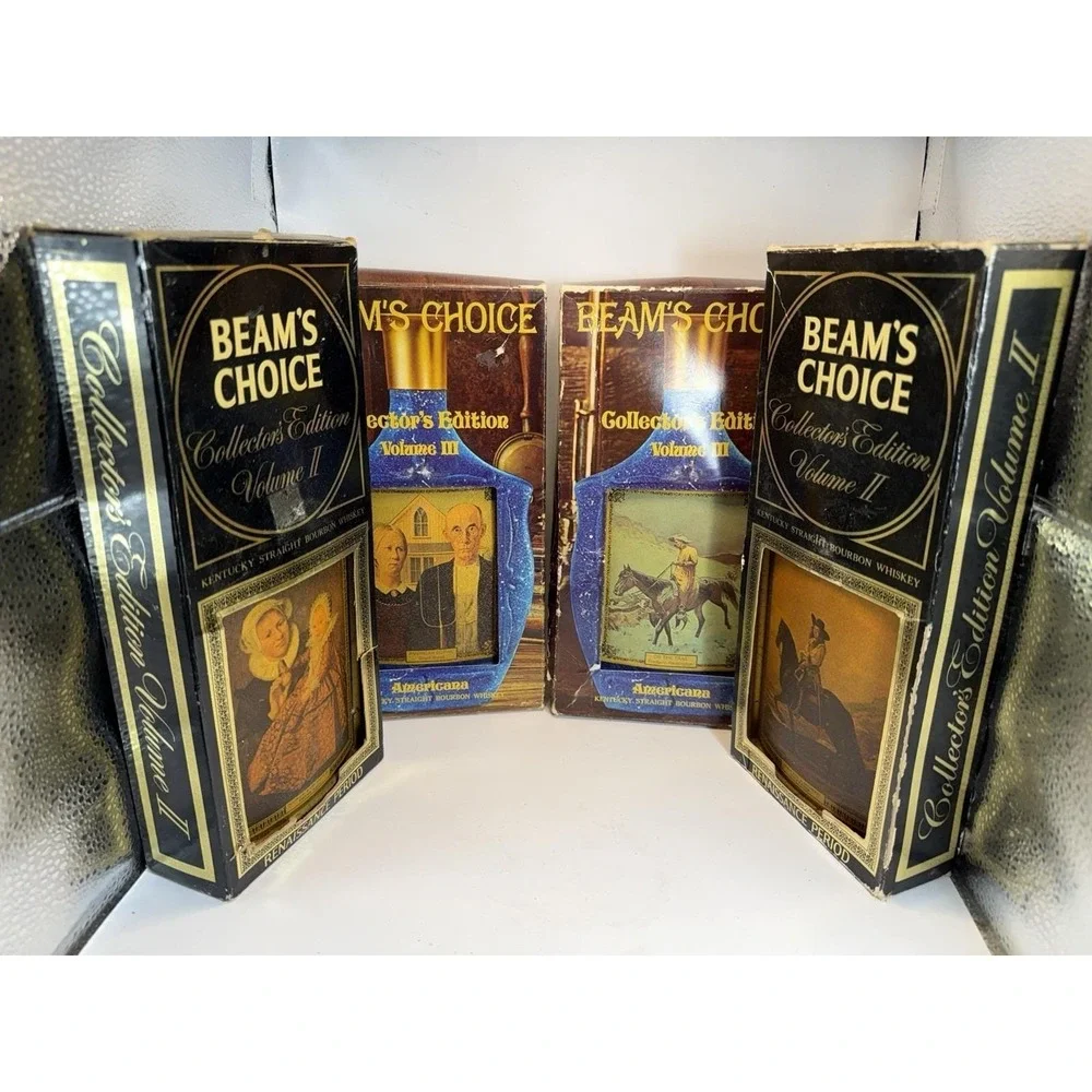 Jim Beam Collector Edition‎ Decanter Boxes Art Series Set of 4 Vintage